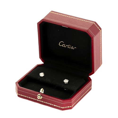 Boucles d'oreilles Cartier - Puces d'oreilles 1895 - or gris et diamants. 58 Facettes DV23634-5