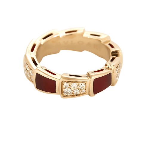 Bague Bulgari - Serpenti Viper - Bague en or jaune, cornaline et diamants 58 Facettes DV23248-2