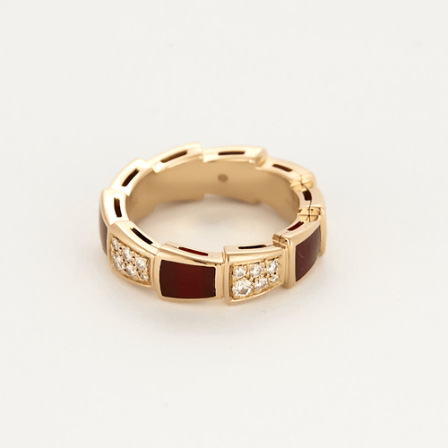 Bague Bulgari - Serpenti Viper - Bague en or jaune, cornaline et diamants 58 Facettes DV23248-2