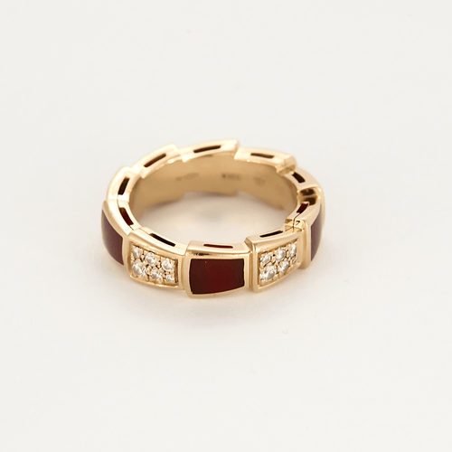 Bague 49 Bulgari - Serpenti Viper - Bague en or jaune, cornaline et diamants 58 Facettes DV23248-2