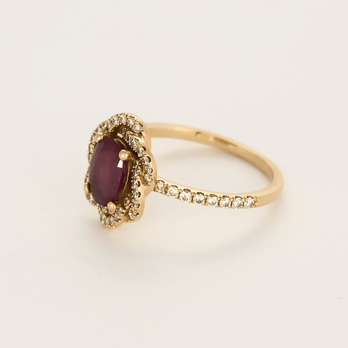 Bague 52 Valérie Danenberg - Blandine - Bague or rose, rubis et diamants 58 Facettes DV24431-1-52-1