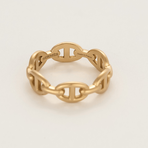 Bague 54 HERMES - Bague Chaîne d'ancre Enchaînée en or rose 58 Facettes DV25095-1-54-22