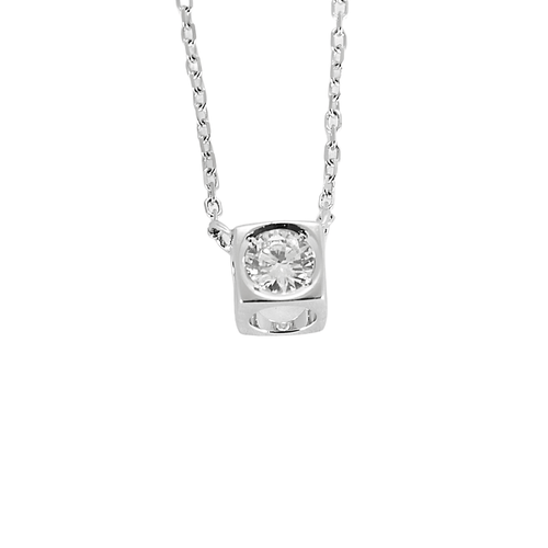 Collier DINH VAN - Le Cube  - Collier en or gris et diamant - Moyen Modèle 58 Facettes DV22165-3