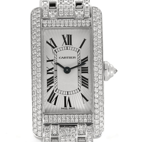 Cartier - Tank Américaine - Montre en or blanc et diamants 58 Facettes DV25042-1