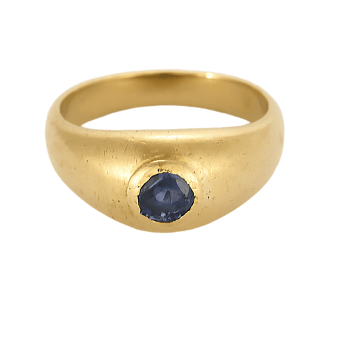 Bague 55 Bague chevalière en or jaune et saphir 58 Facettes DV24394-1