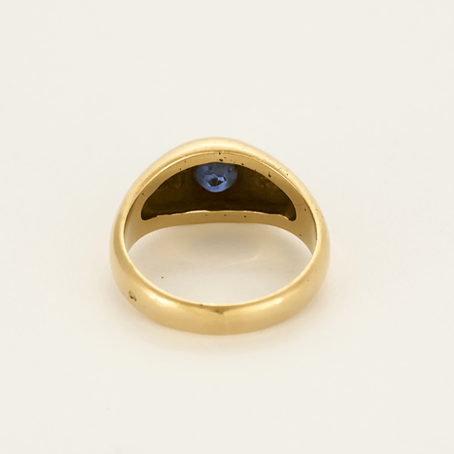 Bague 55 Bague chevalière en or jaune et saphir 58 Facettes DV24394-1