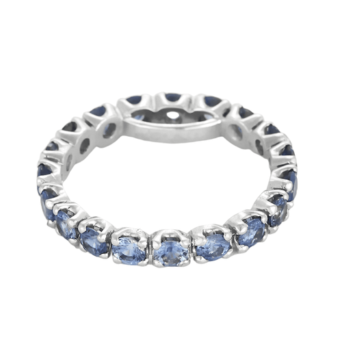 Bague 51 Alliance en or gris et saphirs 58 Facettes DV24426-4-51-2