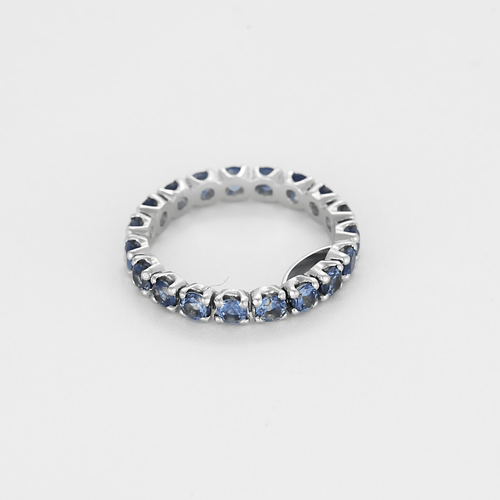 Bague 51 Alliance en or gris et saphirs 58 Facettes DV24426-4-51-2