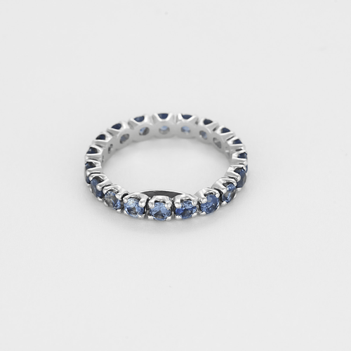 Bague 51 Alliance en or gris et saphirs 58 Facettes DV24426-4-51-2