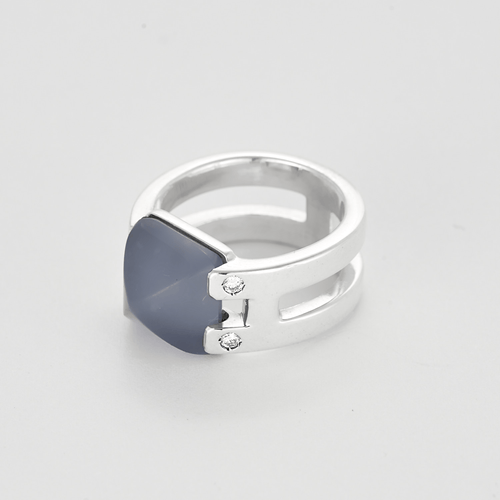Bague 51 Hermès - Médor - Bague en argent, calcédoine bleue et diamants 58 Facettes DV25004-2