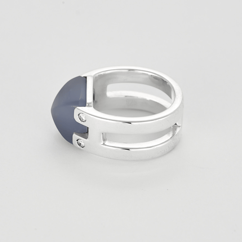 Bague 51 Hermès - Médor - Bague en argent, calcédoine bleue et diamants 58 Facettes DV25004-2