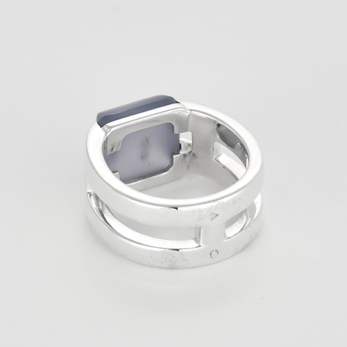 Bague 51 Hermès - Médor - Bague en argent, calcédoine bleue et diamants 58 Facettes DV25004-2