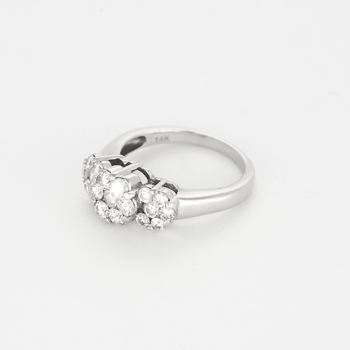 Bague 50 Bague "Fleurs" en or gris 14K et diamants 58 Facettes DV24448-4-50-2