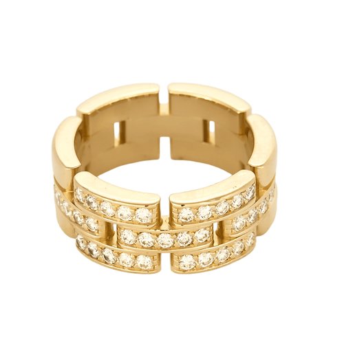Bague 52 Cartier - Maillon Panthère - Bague trois rangs, semi-pavée or jaune et diamants 58 Facettes DV25466-1-52-1