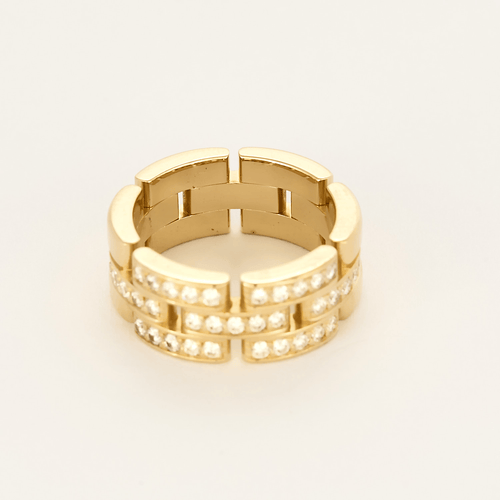 Bague 52 Cartier - Maillon Panthère - Bague trois rangs, semi-pavée or jaune et diamants 58 Facettes DV25466-1-52-1