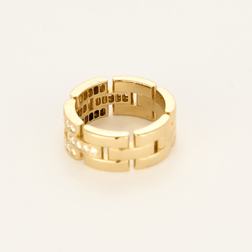 Bague 52 Cartier - Maillon Panthère - Bague trois rangs, semi-pavée or jaune et diamants 58 Facettes DV25466-1-52-1