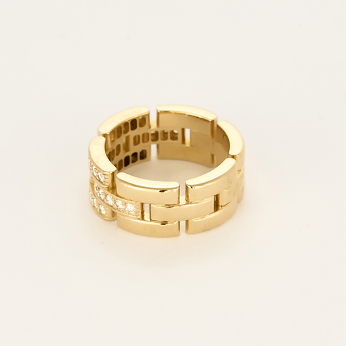 Bague 52 Cartier - Maillon Panthère - Bague trois rangs, semi-pavée or jaune et diamants 58 Facettes DV25466-1-52-1