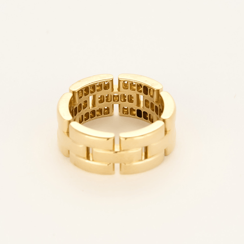 Bague 52 Cartier - Maillon Panthère - Bague trois rangs, semi-pavée or jaune et diamants 58 Facettes DV25466-1-52-1
