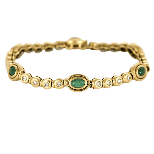 Bracelet en or jaune, diamants et émeraudes 58 Facettes DV22637-3