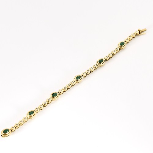 Bracelet en or jaune, diamants et émeraudes 58 Facettes DV22637-3