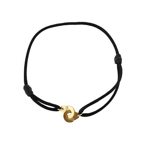 Bracelet DINH VAN - Serrure - Bracelet Menotte R8 en or jaune. Cordon noir. 58 Facettes DDV21270-1