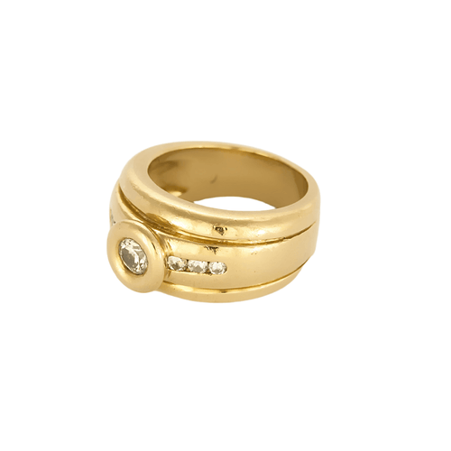 Bague 50 Bague jonc godronnée en or jaune et diamants 58 Facettes DV21752-5-50-1