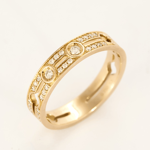 Bague 51 Dinh Van - Pulse -PM - Bague en or rose et diamants 58 Facettes DV0997-5-51-2