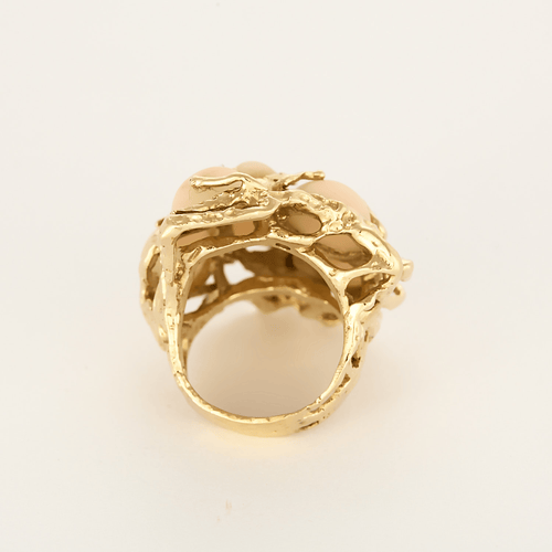 Bague 52 Importante bague en or jaune, diamants et corail peau d'ange 58 Facettes DV26220-6-52-1
