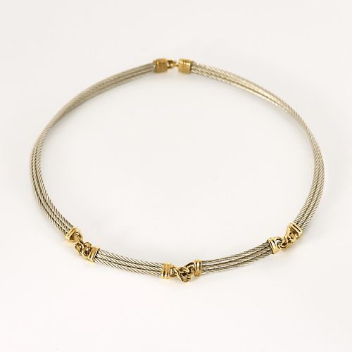 Collier FRED - FORCE 10 Vintage - Collier en acier et or jaune 58 Facettes DV26267-4
