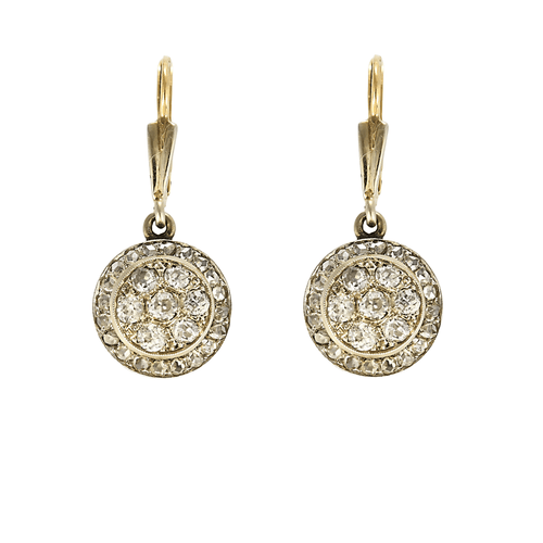 Boucles d'oreilles Boucles d'oreilles dormeuses en or jaune, or blanc et diamants 58 Facettes DV26327-1