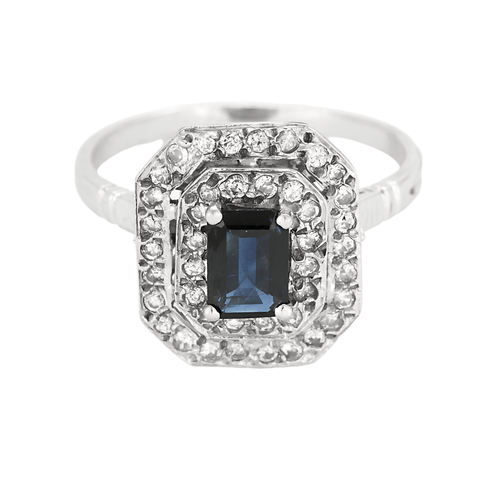 Bague 60,5 Bague en or blanc, saphir et diamants 58 Facettes DV25961-3-605-4