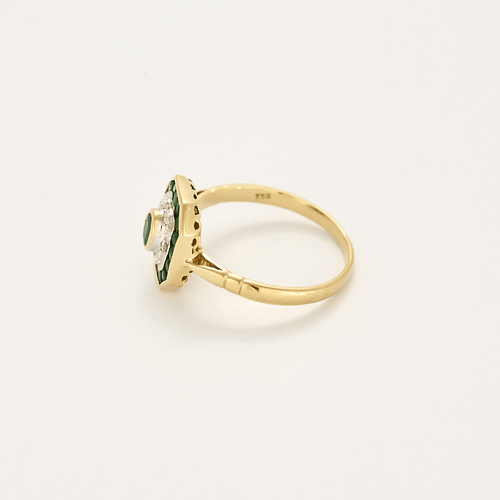 Bague 54 Bague en or jaune, diamants et émeraudes 58 Facettes DV24789-1
