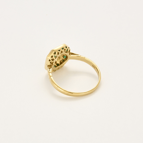 Bague 54 Bague en or jaune, diamants et émeraudes 58 Facettes DV24789-1