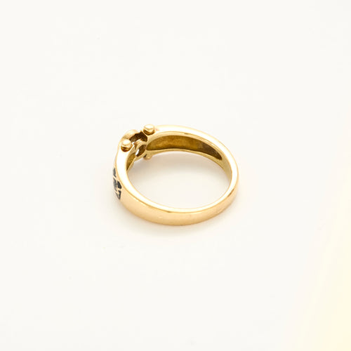 Bague 54 KORLOFF - Bague jonc en or jaune émail et diamant 58 Facettes DV25579-1