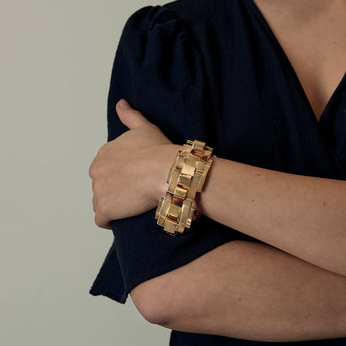 Bracelet Important Bracelet Tank en or jaune et or rose 58 Facettes DV25443-1