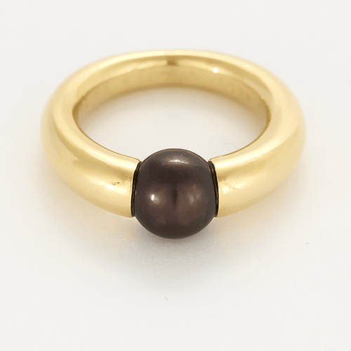 Bague 52 Cartier, Bague jonc bombé en or jaune 18k et perle de Tahiti 58 Facettes DV0054-1-52-1