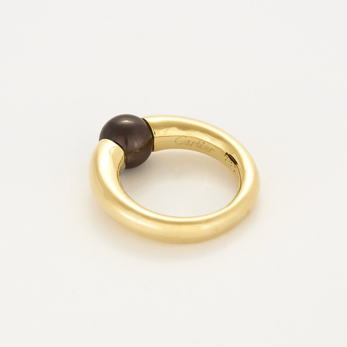 Bague 52 Cartier, Bague jonc bombé en or jaune 18k et perle de Tahiti 58 Facettes DV0054-1-52-1
