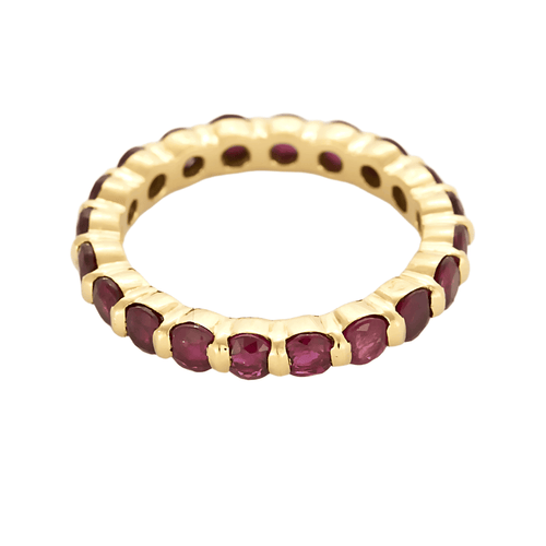 Bague 50 Alliance en or jaune et rubis ronds facettés 58 Facettes DV26635-2