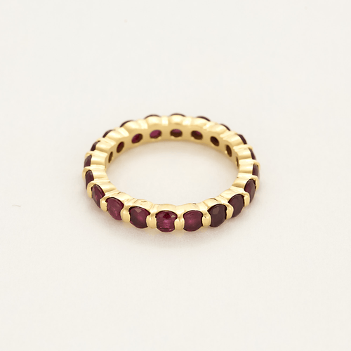 Bague 50 Alliance en or jaune et rubis ronds facettés 58 Facettes DV26635-2