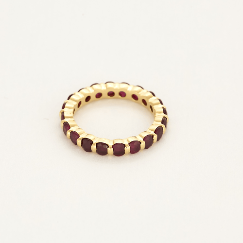 Bague 50 Alliance en or jaune et rubis ronds facettés 58 Facettes DV26635-2