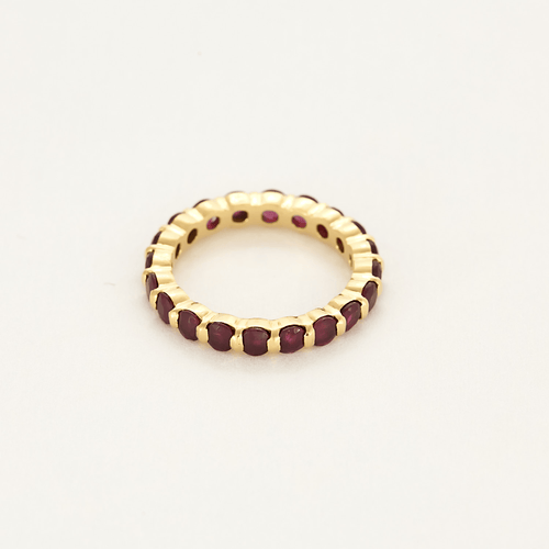 Bague 50 Alliance en or jaune et rubis ronds facettés 58 Facettes DV26635-2