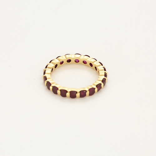 Bague 50 Alliance en or jaune et rubis ronds facettés 58 Facettes DV26635-2