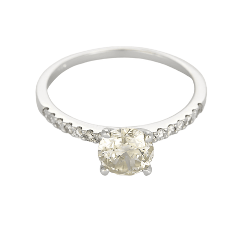 Bague 51 Bague en or 14K et diamant fancy Yellow gray 58 Facettes DV26491-1
