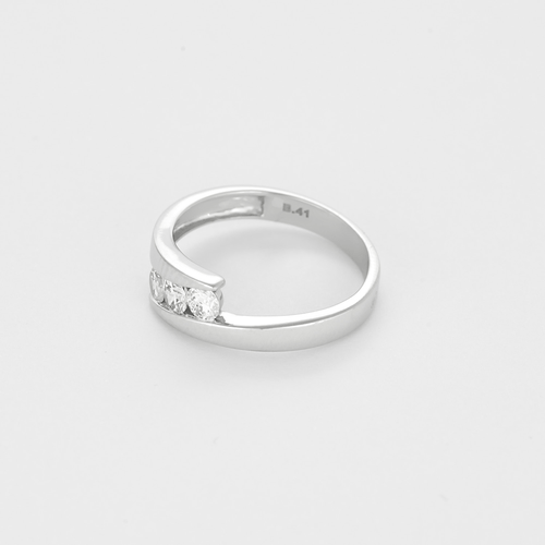 Bague 54 Bague trilogie en or gris et diamants 58 Facettes DV26555-1