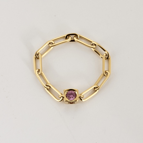 Bague 50 DINH VAN - Le Cube - Bague Chaîne Le Cube Diamant en or jaune et saphir rose 58 Facettes DV26806-1-50-2