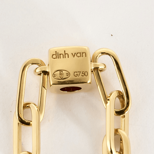 Bague 50 DINH VAN - Le Cube - Bague Chaîne Le Cube Diamant en or jaune et saphir rose 58 Facettes DV26806-1-50-2