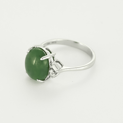 Bague 52 Bague en or gris jade jadeite et diamants 58 Facettes DV2550-8-52-1