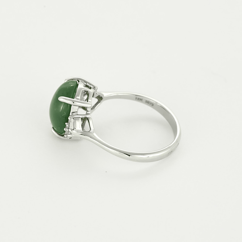 Bague 52 Bague en or gris jade jadeite et diamants 58 Facettes DV2550-8-52-1