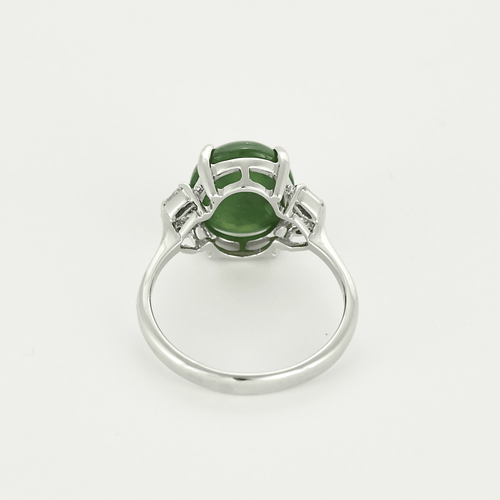 Bague 52 Bague en or gris jade jadeite et diamants 58 Facettes DV2550-8-52-1