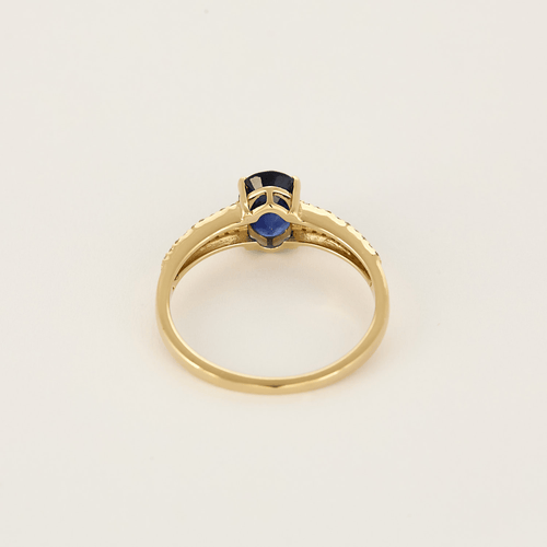 Bague 54 Bague Solitaire en or jaune, saphir et diamants 58 Facettes DV25212-34-54-3